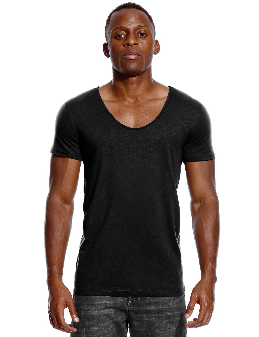 Undershirt Crew Neck - スクープネック Tシャツ男性用ローカットディープ V ネックワイド Vee Tシャツ男性