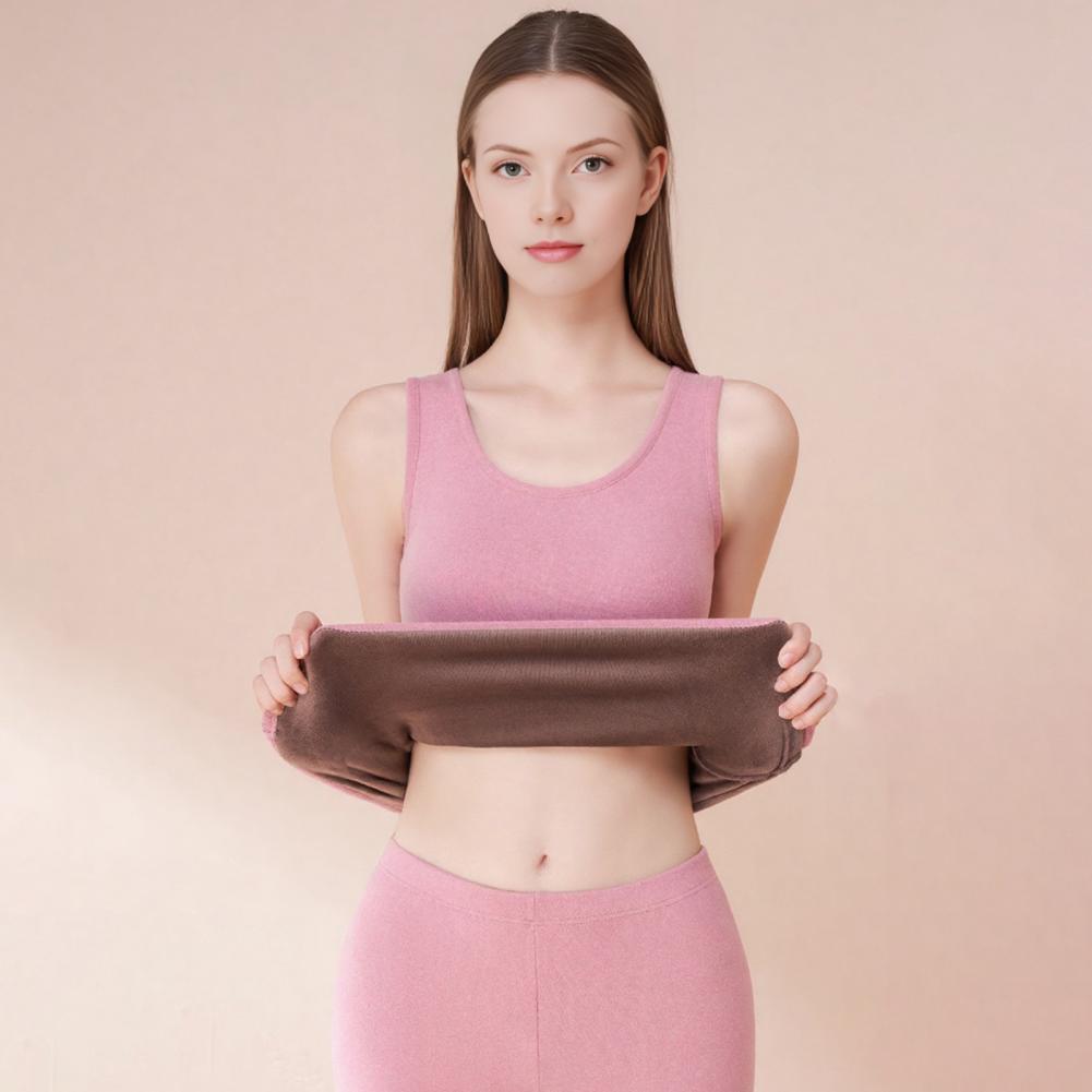 Undershirt Crew Neck - フリース裏地付き女性用サーマルタンクトップノースリーブアンダーシャツクルーネックキャミソール暖かいベースレイヤー下着トップス冬用インナーウェア