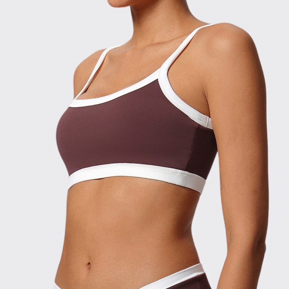 Quick Dry Underwear - カラーブロックデザインのヨガブラ、セクシーな女性用スポーツインナー、伸縮性のあるバックレスランニング用トレーニングクロップトップ、女性用ジムフィットネスベスト。