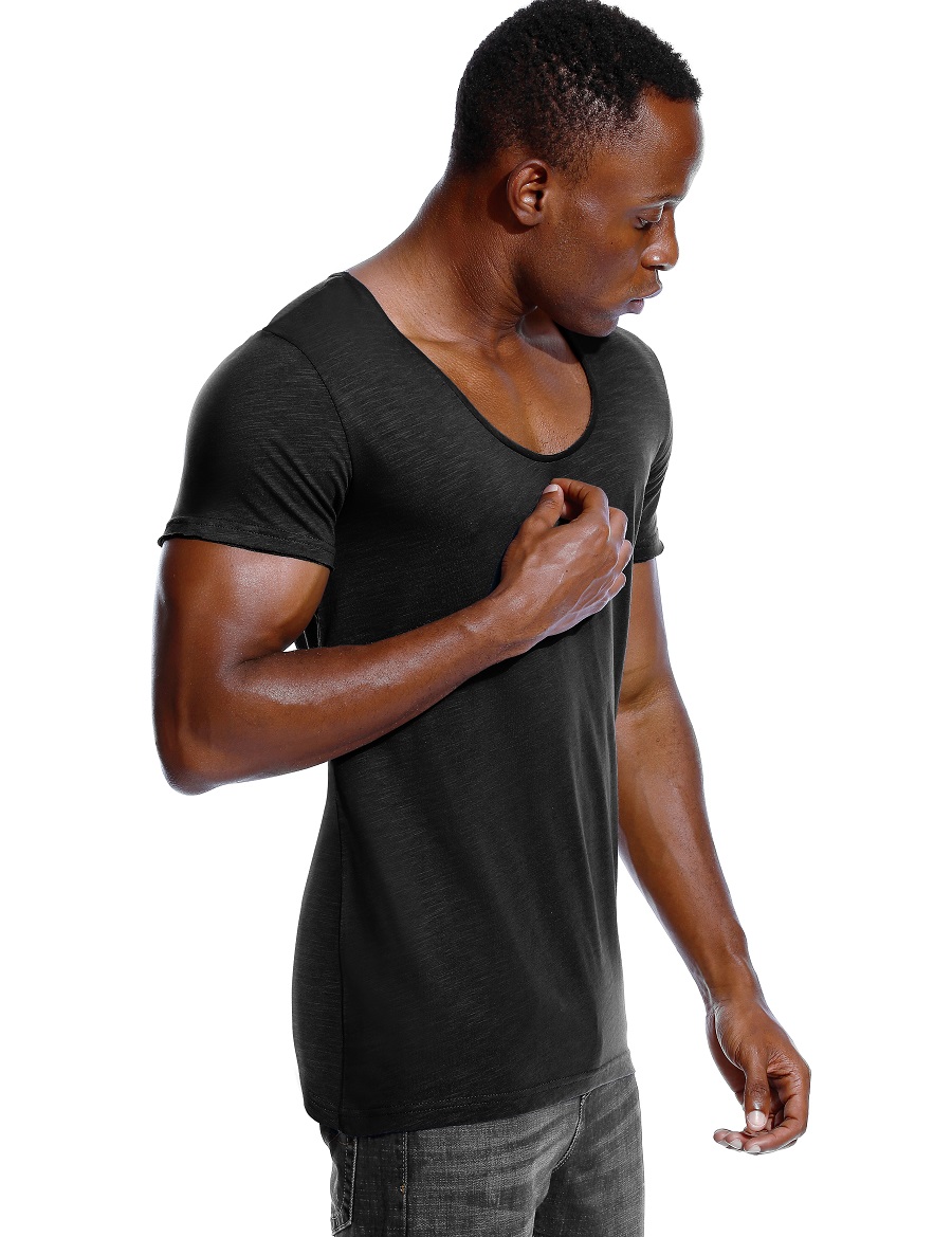 スクープネック Tシャツ男性用ローカットディープ V ネック - Undershirt Crew Neck のレビューと価格