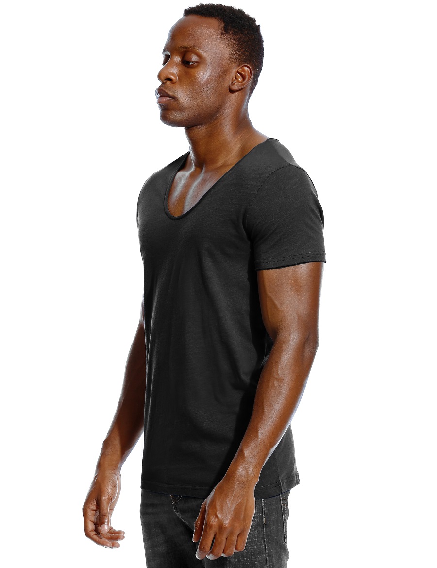 スクープネック Tシャツ男性用ローカットディープ V ネック - Undershirt Crew Neck のレビューと価格