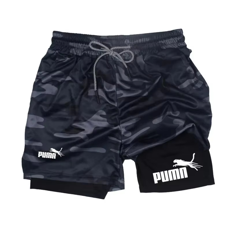 メンズ夏用通気性2-in-1二重層コンプレッションショーツ、 - Compression Shorts Athletes のレビューと価格