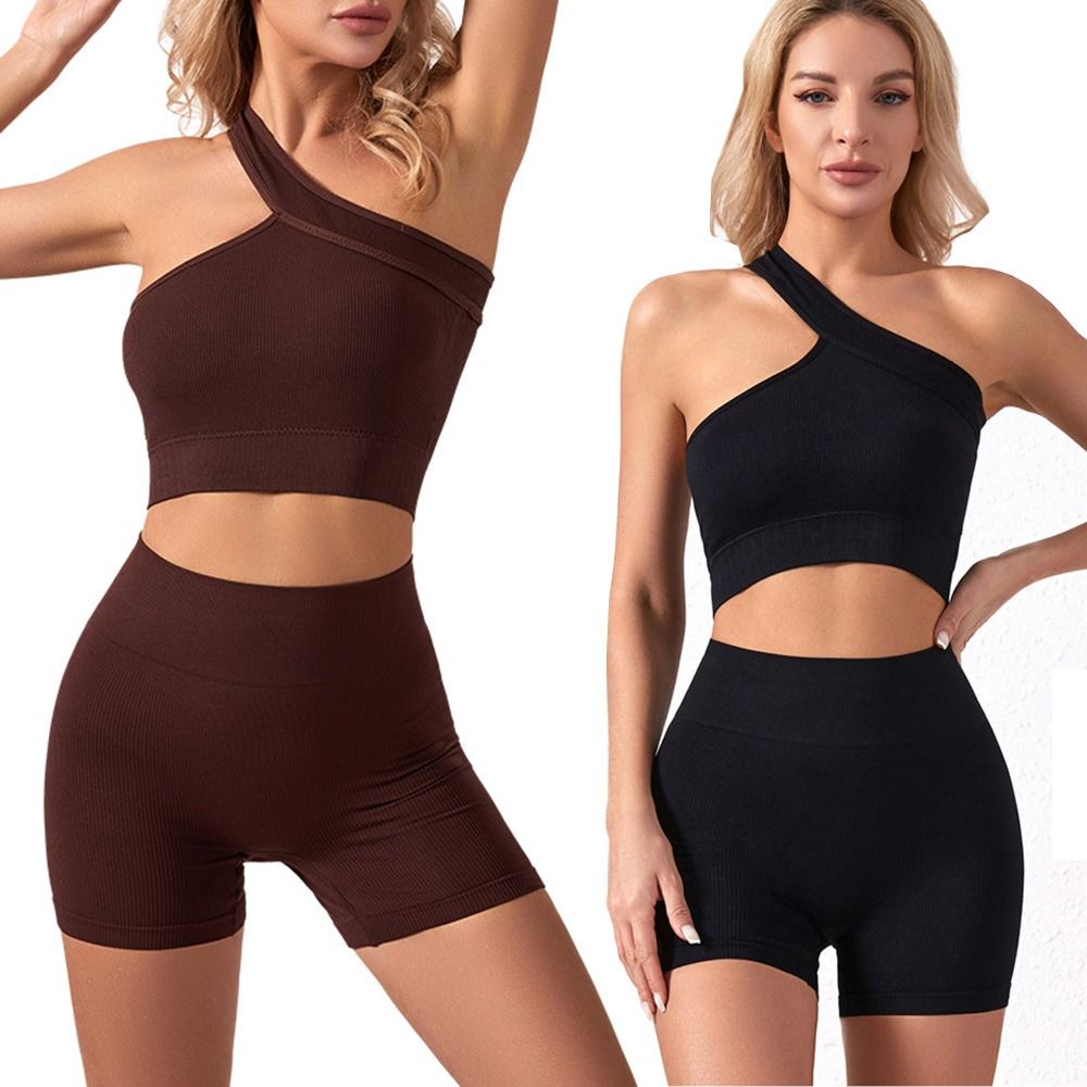2点セット、カジュアルでシームレスな女性用ワークアウトウェア - Tank Top Ribbed のレビューと価格